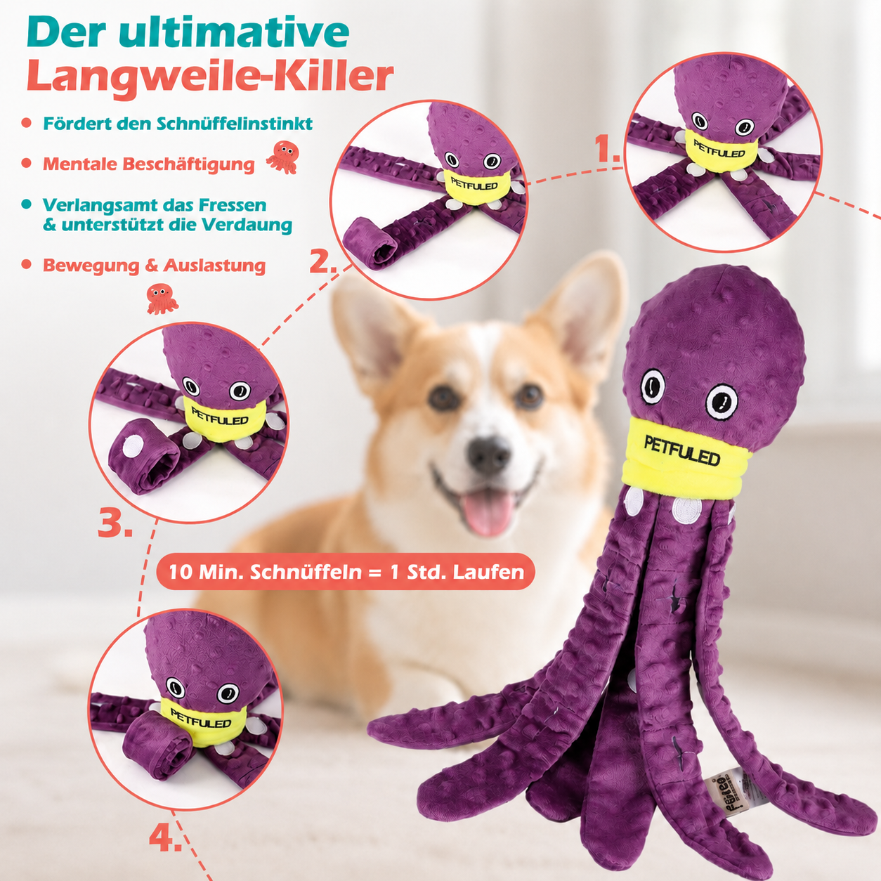 Hundespielzeug Oktopus – Spielspaß und langsameres Fressen in einem