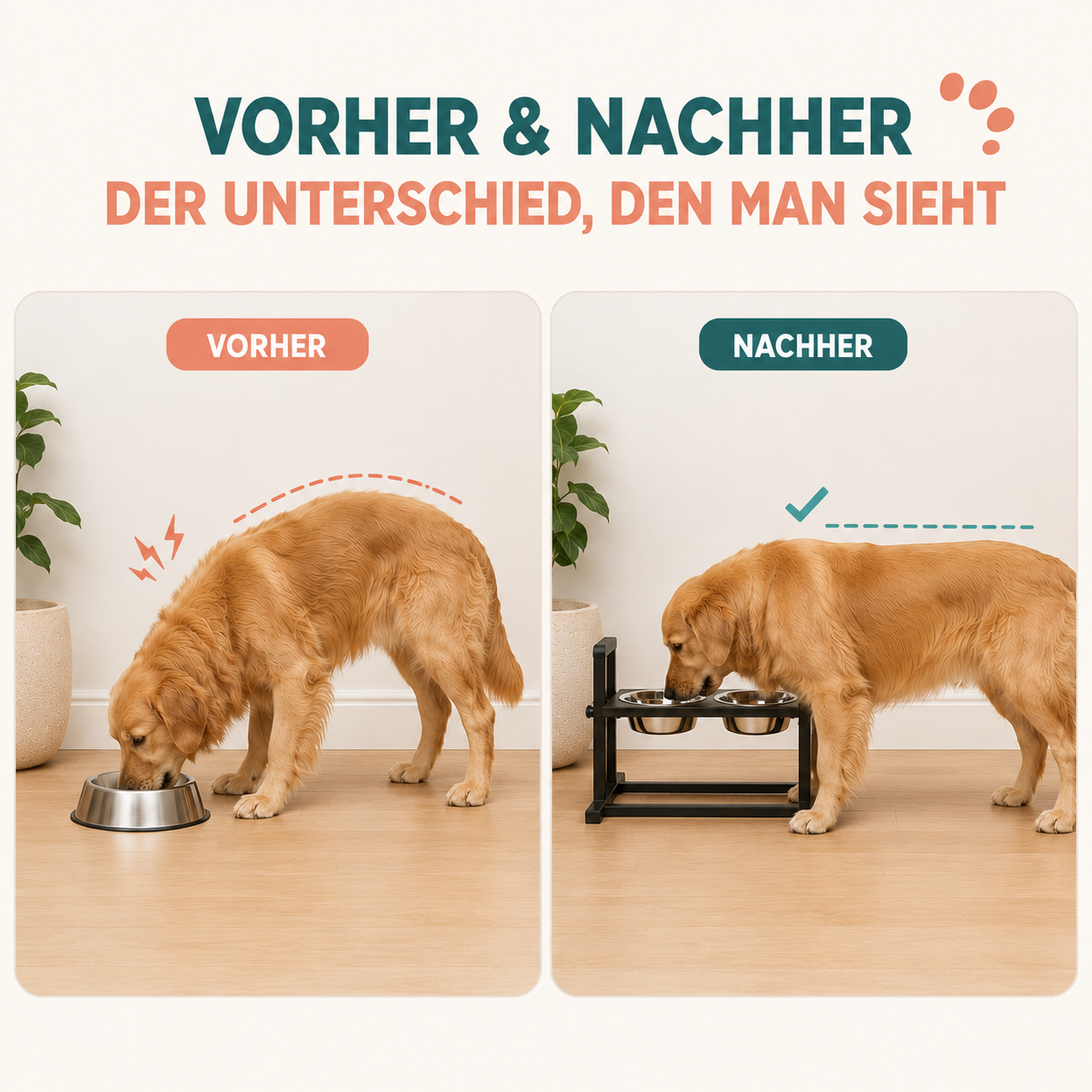 Höhenverstellbarer Futternapf – Ergonomisch füttern und Rücken entlasten