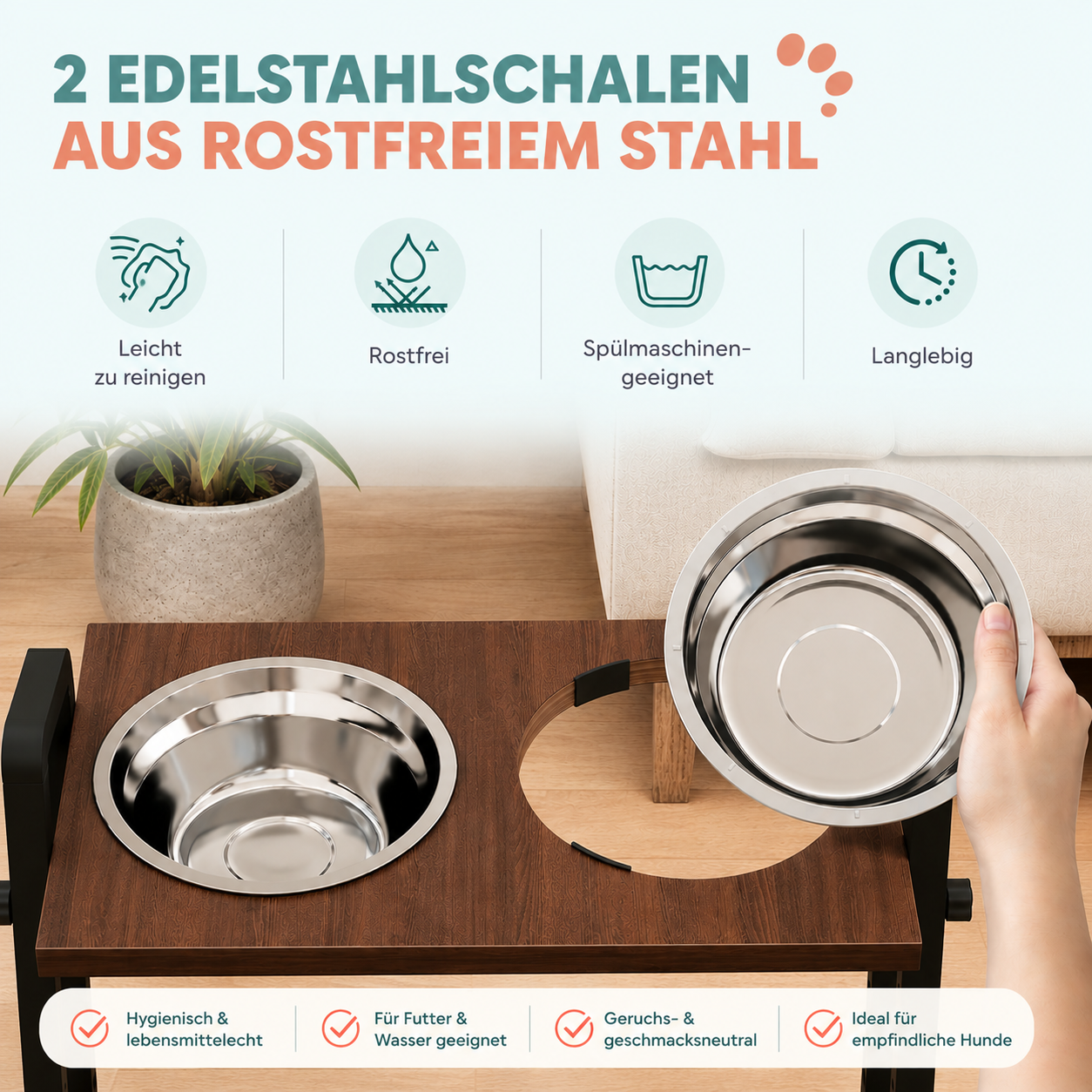 Höhenverstellbarer Futternapf – Ergonomisch füttern und Rücken entlasten
